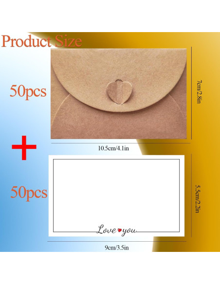 Paquete de 40 Mini Sobres Kraft con Cierre Corazón Hlmsyurx