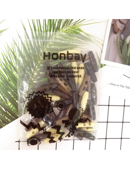 Botones de Madera Honbay 40PCS Forma de Aceituna 0.8cm