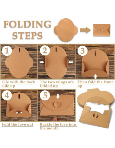 Paquete de 40 Mini Sobres Kraft con Cierre Corazón Hlmsyurx