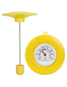 Termómetro Flotante para Piscina Amarillo - IPX6, Acero Inoxidable
