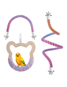 Juego de 3 Perchas de Cuerda y Columpio para Aves Ana Ego