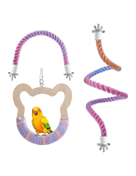 Juego de 3 Perchas de Cuerda y Columpio para Aves Ana Ego