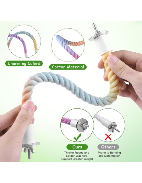 Juego de 3 Perchas de Cuerda y Columpio para Aves Ana Ego