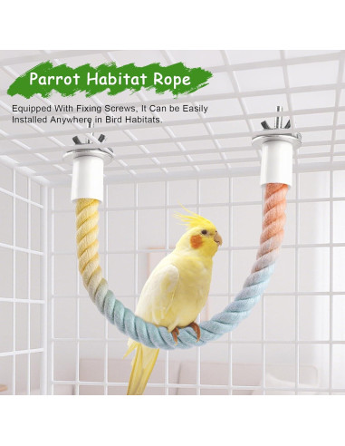 Juego de 3 Perchas de Cuerda y Columpio para Aves Ana Ego