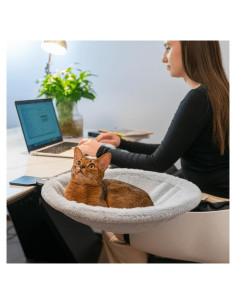 Cama de Escritorio para Gatos ButtonwoodNest 38x38 cm Gris