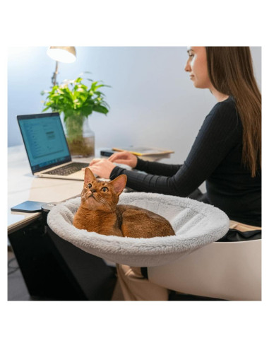 Cama de Escritorio para Gatos ButtonwoodNest 38x38 cm Gris