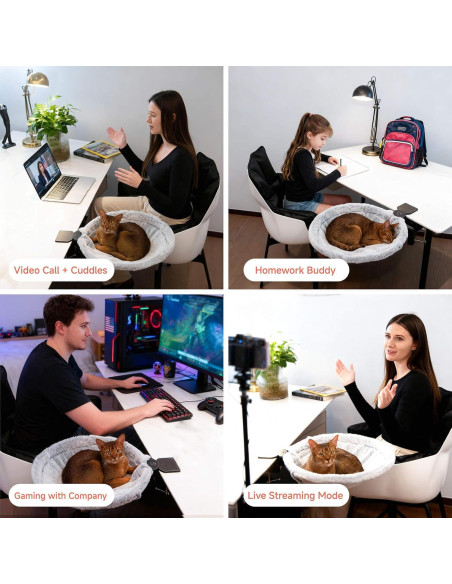 Cama de Escritorio para Gatos ButtonwoodNest 38x38 cm Gris