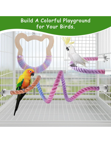 Juego de 3 Perchas de Cuerda y Columpio para Aves Ana Ego