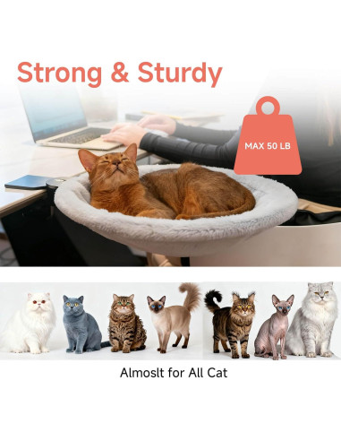 Cama de Escritorio para Gatos ButtonwoodNest 38x38 cm Gris