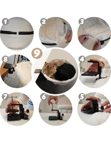 Cama de Escritorio para Gatos ButtonwoodNest 38x38 cm Gris