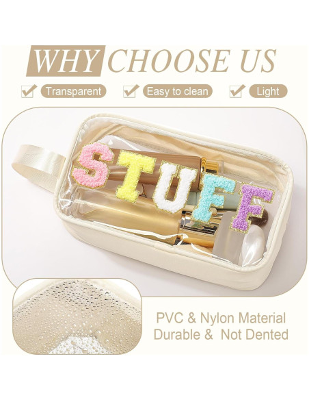 Bolsa de Viaje Transparente Kakctyen con Letras Chenille 24x13x7cm