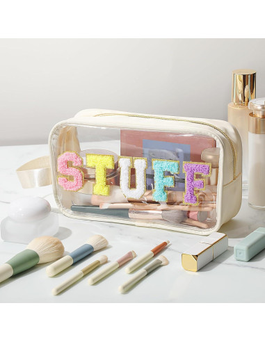 Bolsa de Viaje Transparente Kakctyen con Letras Chenille 24x13x7cm