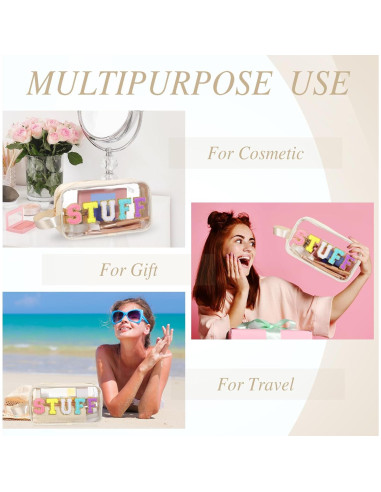 Bolsa de Viaje Transparente Kakctyen con Letras Chenille 24x13x7cm