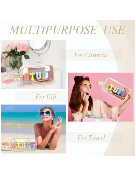 Bolsa de Viaje Transparente Kakctyen con Letras Chenille 24x13x7cm