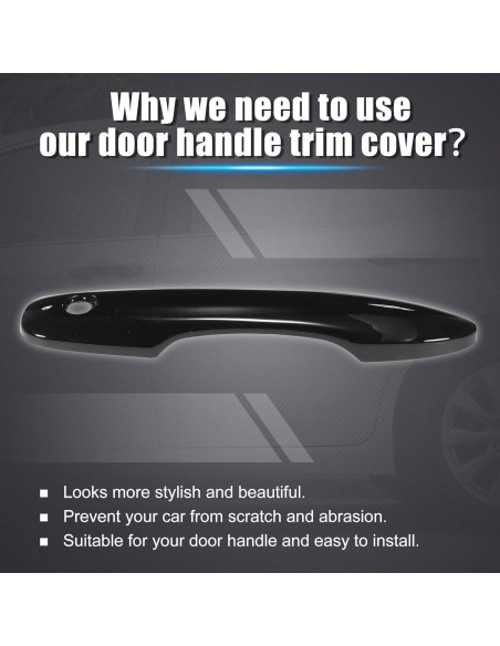 Cubierta de Manija de Puerta Exterior ABS Negro Brillante Toyota