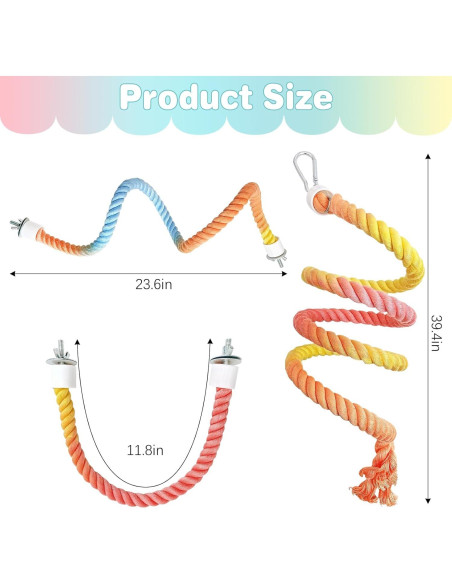 Juego de Perchas de Cuerda para Aves BNOSDM 3 Pcs 30-100 cm