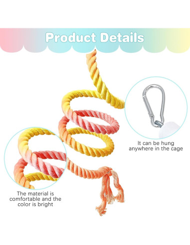 Juego de Perchas de Cuerda para Aves BNOSDM 3 Pcs 30-100 cm