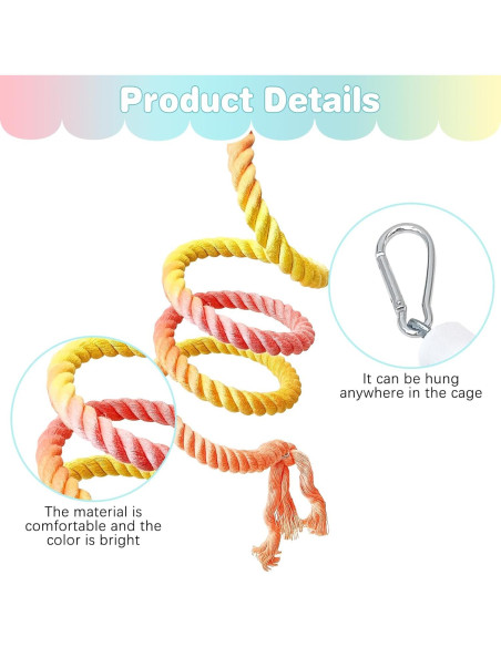 Juego de Perchas de Cuerda para Aves BNOSDM 3 Pcs 30-100 cm