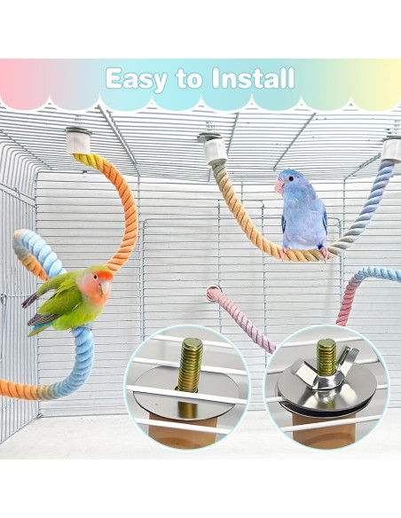 Juego de Perchas de Cuerda para Aves BNOSDM 3 Pcs 30-100 cm