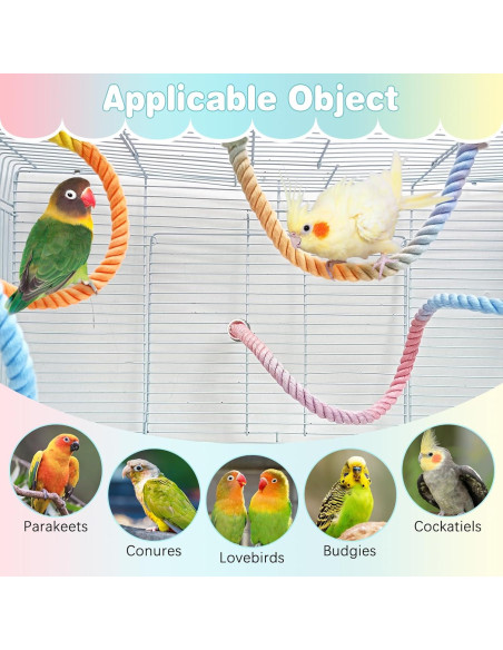 Juego de Perchas de Cuerda para Aves BNOSDM 3 Pcs 30-100 cm