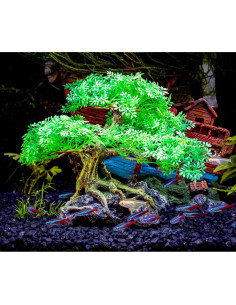 UNEAK Árbol Bonsai Artificial para Acuario 18 cm Verde 2