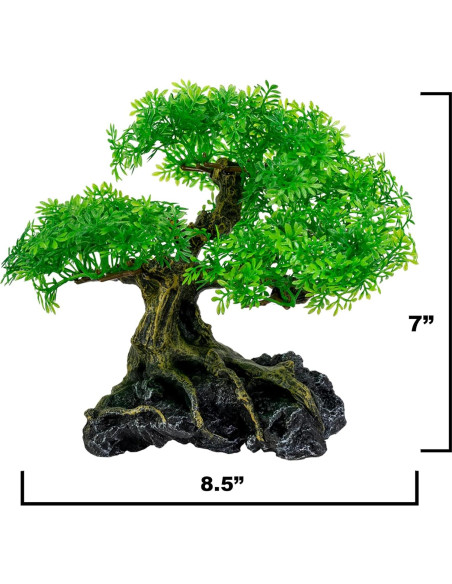 UNEAK Árbol Bonsai Artificial para Acuario 18 cm Verde