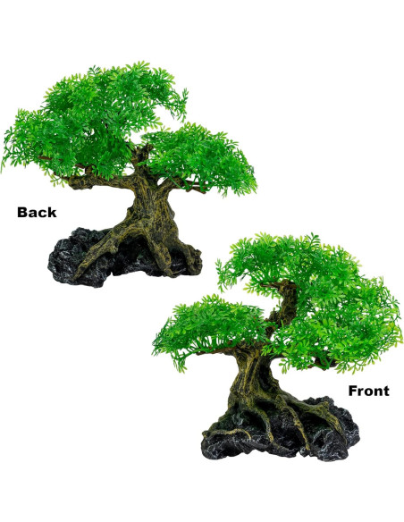 UNEAK Árbol Bonsai Artificial para Acuario 18 cm Verde