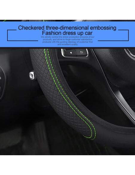 Cubierta de Volante LoyaForba 15" Cuero Antideslizante Negro/Verde