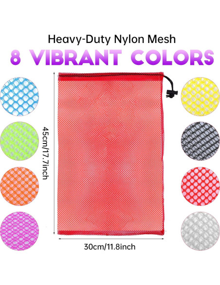 24 Bolsas de Malla Coloridas Visen 30x45 cm con Cierre de Cordón