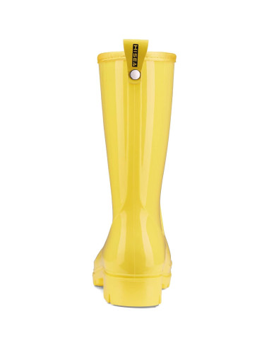 Botas de lluvia HISEA para mujer, media pantorrilla, amarillas