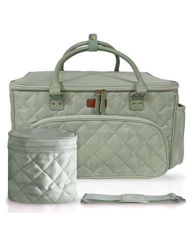 Bolsa de Pañales Tote Verde MCD001 con Divisores y Cremallera