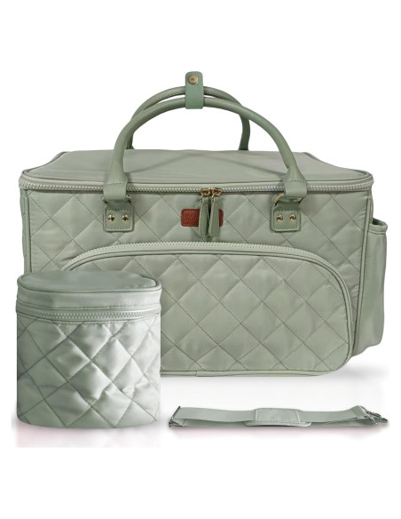 Bolsa de Pañales Tote Verde MCD001 con Divisores y Cremallera