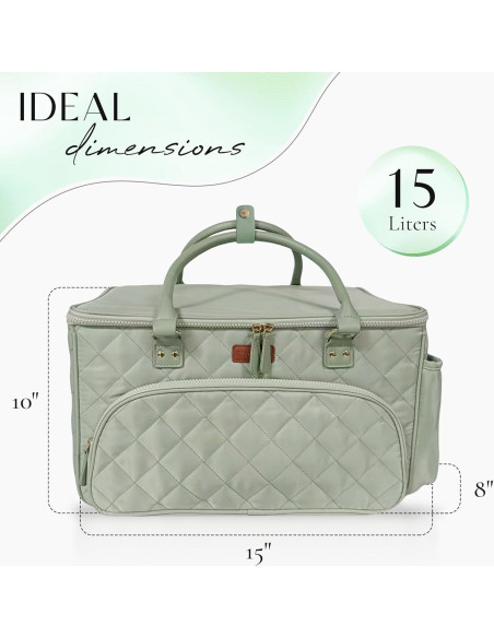 Bolsa de Pañales Tote Verde MCD001 con Divisores y Cremallera