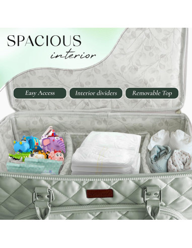 Bolsa de Pañales Tote Verde MCD001 con Divisores y Cremallera