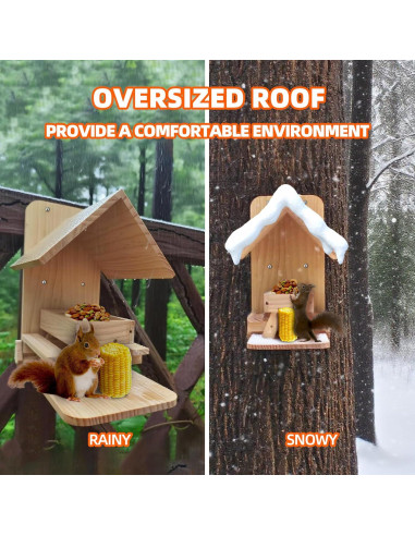 Comedero para Ardillas Sharmila de Madera con Techo Impermeable