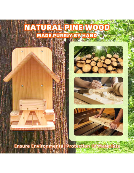 Comedero para Ardillas Sharmila de Madera con Techo Impermeable