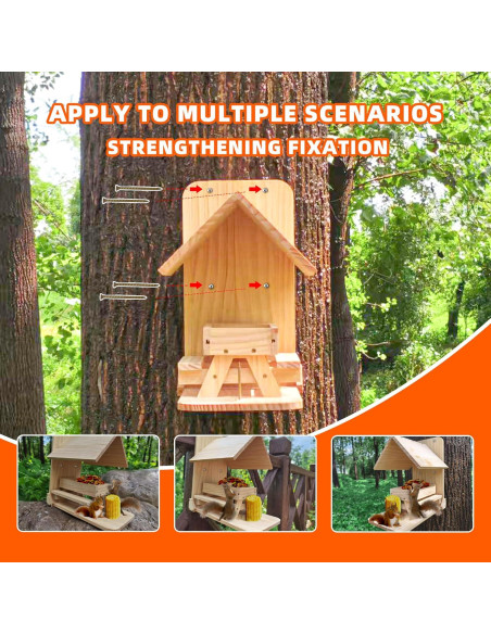 Comedero para Ardillas Sharmila de Madera con Techo Impermeable