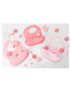 Baberos de Silicona Daisy Frills Set de 3 Rosa Suave