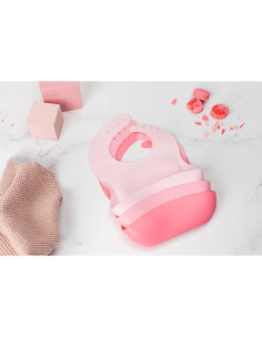 Baberos de Silicona Daisy Frills Set de 3 Rosa Suave 2