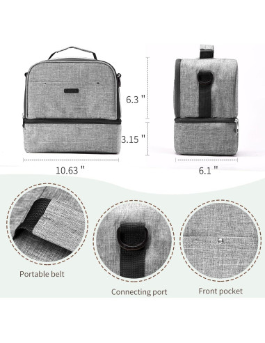 Bolsa Térmica para Leche Materna Lmbabter - Doble Capa Gris