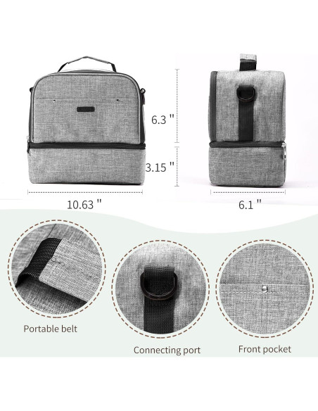 Bolsa Térmica para Leche Materna Lmbabter - Doble Capa Gris