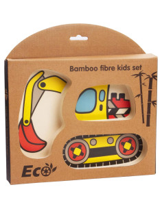 Juego de Platos para Niños Nohlerlife Excavadoras 3 Piezas 2