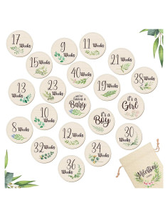 18 Discos de Hitos de Embarazo de Madera Leinuosen 12 cm