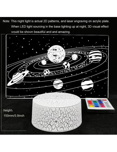 Lámpara Nocturna 3D Sistema Solar HYODREAM - 7 Colores