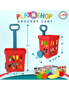 Juego de Carrito de Compras Playkidz con Caja Registradora 13 Piezas 2