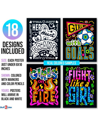 Pack de 18 Pósters de Colorear Terciopelo Difuso - Stuff2Color