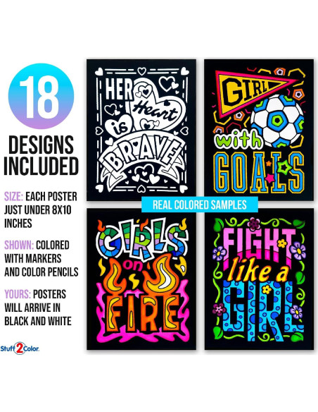 Pack de 18 Pósters de Colorear Terciopelo Difuso - Stuff2Color