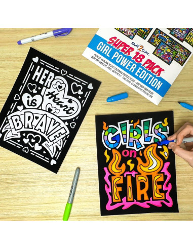 Pack de 18 Pósters de Colorear Terciopelo Difuso - Stuff2Color