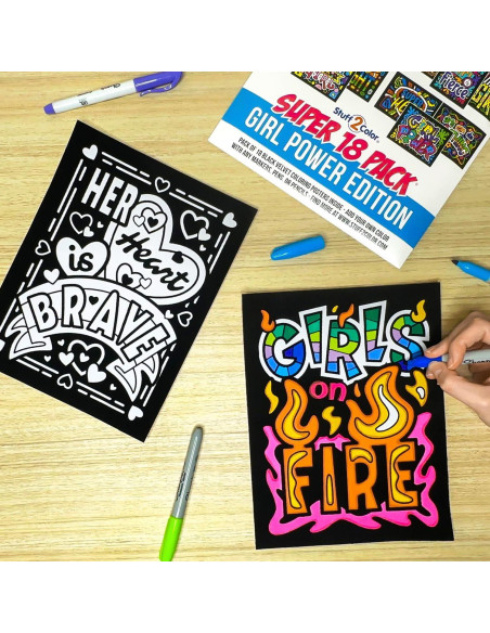 Pack de 18 Pósters de Colorear Terciopelo Difuso - Stuff2Color