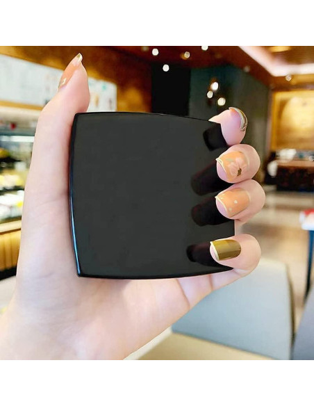 Espejo Cosmético Compacto MENGJIE 2x Aumento Negro 6.35cm